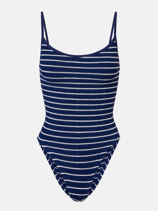 Hunza G Other - Hunza G Pamela Navy & White Striped Knit One-Piece Swimsuit
